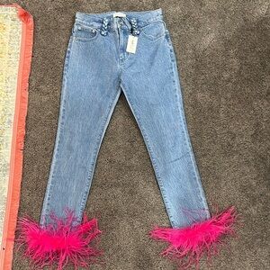 Milly Blue and Pink Ankle Cropped Jeans